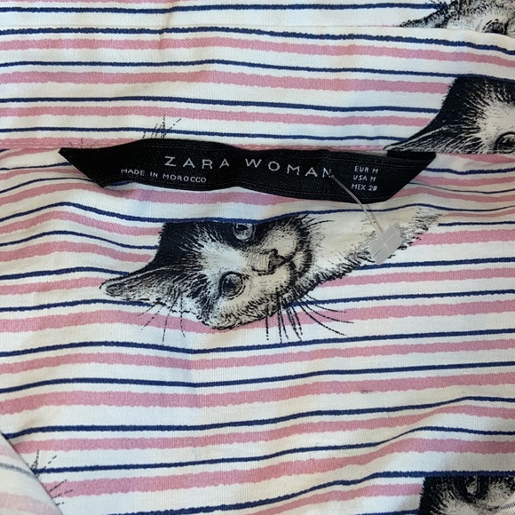 Zara Cat Print Striped Blouse - Picture 6 of 7
